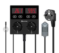 KETOTEK Prise Thermostat Hygrostat Numérique, Contrôleur de Température et d'humidité Prise Hygrostat avec Sonde, Régulateur Humidité Prise 220V pour Terrarium Reptile Couveuse Incubateur Serre
