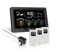 KETOTEK Station Meteo Interieur Exterieur Sans Fil Thermometre Hygrometre | avec 3 Capteurs 7,5" VA LCD Affichage Baromètre, Prévisions Météorologiques, Réveil, Lever et coucher du soleil
