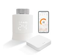 KETOTEK Tête Thermostatique Connectée Zigbee WiFi, Vanne Thermostatique Radiateur avec Hub, Thermostat Intelligente avec Alexa/Google Assistant, Contrôle Vocal, Détection de Fenêtre