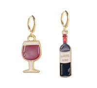 Kette Mit Ohrringe Silber Bier und Wein Glas Anhänger Ohrringe Party Ohrringe Dekoration Ohrringe Edelstahl Stecker (D, 0.8x3.2cm)