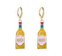Kette Mit Ohrringe Silber Bier und Wein Glas Anhänger Ohrringe Party Ohrringe Dekoration Ohrringe Edelstahl Stecker (A, 1.5x3.4cm)