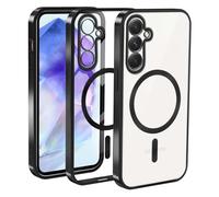 KetteTech Coque Magnétique pour Samsung Galaxy A55 5G avec Aimant, Étui Protection Antichoc Militaire Silicone Ultra Mince Housse Anti-Vibration et Anti-Empreintes, Noir Transparent
