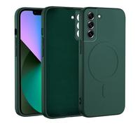 KetteTech Magnétique Coque pour Samsung Galaxy S22 5G Compatible avec MagSafe, Silicone Liquide Ultra Mince Étui de Protection Antichoc, Vert Nuit