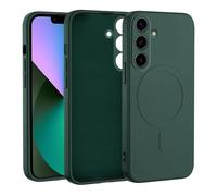 KetteTech Magnétique Coque pour Samsung Galaxy S24 5G Compatible avec MagSafe, Silicone Liquide Ultra Mince Étui de Protection Antichoc, Vert Nuit
