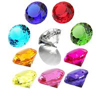 Kettion Lot de 10 pierres précieuses diamant acrylique de 4 cm - Chasse au trésor pirate - Remplisseur d'œufs de Pâques - Cadeaux de fête - Cadeau d'anniversaire / Noël / Pâques