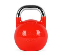 Kettlebell Competition 4-32 kg avec poster d'exercices | Qualité studio professionnelle | Kettlebell de compétition (32 kg - Rouge)