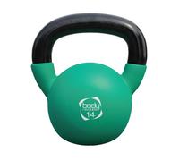 Kettlebell de 14 kg Néoprène Vert Antidérapante Base Plate Musculation