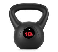 Hop-Sport Kettlebell en Vinyle Antidérapant 18 kg, Bouilloire de Poids avec Poignée Ergonomique, Haltère à Boule pour Entraînement à Domicile de Musculation et Fitness Noir/Rouge G
