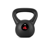 Hop-Sport Kettlebell en Vinyle Antidérapant 4 kg, Bouilloire de Poids avec Poignée Ergonomique, Haltère à Boule pour Entraînement à Domicile de Musculation et Fitness Noir/Rouge G