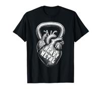 Kettlebell Funny Gym Heavy Metal Heart Fitness T-Shirt