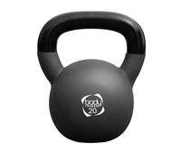 Kettlebell noir 20 kg, poignée ergonomique, base plate en néoprène