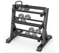 Kettlebell Rack pour haltères 3 niveaux, support porte-poids haltères, charge maximale 500 kg, présentoir en acier multifonction