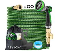 KETTOYA Tuyau d'arrosage extensible de 9,1 m, tuyau d'arrosage avec buse de pulvérisation à 10 motifs, connecteur rapide de valve 2 en 1, tuyau d'arrosage flexible et robuste, durable 3750D, noyau en