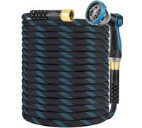 KETTOYA Tuyau d'arrosage non extensible de 30,5 m, tuyau d'arrosage flexible sans nœuds avec buse de pulvérisation à 10 motifs, tuyau d'arrosage léger, anti-fuite, connecteurs pivotants de 1,9 cm