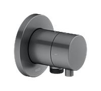 KEUCO IXMO Vanne d'inversion à encastrer 2 consommateurs, raccord de flexible avec poignée Comfort, avec arrêt, rosace ronde, 59557131101, Couleur: Chrome noir brossé