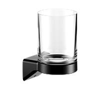 KEUCO AVENO porte-verre 14650379000 avec verre en cristal véritable, à coller/visser, noir mat