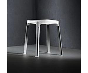 Keuco Axess Hocker 35082170051 Siège 338mm, aluminium anodisé argent/ blanc