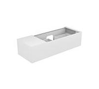 KEUCO EDITION 11 meuble sous-lavabo, 1 tiroir frontal, position du lavabo à droite, 1400x350x535mm, 31164300000, Corps/Avant: Laqué blanc mat soyeux / verre blanc