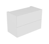 KEUCO EDITION 11 Armoire basse, 2 tiroirs à casseroles, 1050x700x535mm, 31316300000, Corps/Avant: Laqué blanc mat soyeux / verre blanc