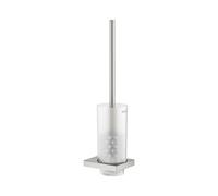 KEUCO EDITION 11 Ensemble brosse de toilette, verre cristal véritable mat, 11164069000, Couleur: acier inoxydable