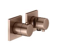 KEUCO Edition 11 kit de raccords thermostatiques 51153291222 pour 2 Verbraucher , avec raccord de tuyau et support de douche, or rose brossé