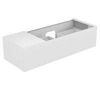 Keuco Edition 11 Meuble sous-lavabo 31164, 1 tiroir Ã casseroles, avec Ã©clairage intÃ©rieur LED, 1400 x 350 x 535 mm, Corps/Avant: Noir Laque mate soyeuse / Verre noir - 31164570100