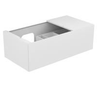 KEUCO EDITION 11 meuble sous-lavabo, 1 tiroir frontal, position du lavabo à gauche, 1050x350x535mm, 31153570000, Corps/Avant: Noir Laque mate soyeuse / Verre noir