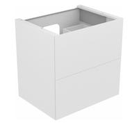 KEUCO EDITION 11 meuble sous-lavabo, 2 tiroirs frontaux, avec éclairage intérieur LED, 700x700x535mm, 31342270100, Corps/Avant: Laque blanche satinée / verre blanc satiné