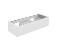 KEUCO EDITION 11 Meuble sous-lavabo pour double lavabo encastré, 1 tiroir frontal, avec éclairage LED, 1400x350x535mm, 31267180100, Corps/Avant: Verre Cachemire Laque Cachemire Soie Mat / Cachemire Ve