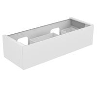 KEUCO EDITION 11 Meuble sous-lavabo pour double lavabo encastré, 1 tiroir frontal, avec éclairage LED, 1400x350x535mm, 31267110100, Corps/Avant: Verre laqué anthracite mat soyeux/anthracite
