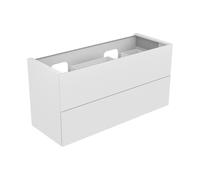 KEUCO EDITION 11 Meuble sous-lavabo pour double lavabo encastré, 2 tiroirs à casseroles, 1400x700x535mm, 31264140000, Corps/Avant: Laque truffée soie mate / verre truffé