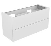 KEUCO EDITION 11 Meuble sous-lavabo pour double lavabo encastré, 2 tiroirs frontaux, avec éclairage LED, 1400x700x535mm, 31264370100, Corps/Avant: Vernis texturé à la truffe / Vernis texturé à la truf