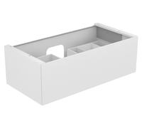 KEUCO EDITION 11 Meuble sous-lavabo pour lavabos à encastrer, 1 tiroir frontal, avec éclairage LED, 1050x350x535mm, 31251110100, Corps/Avant: Verre laqué anthracite mat soyeux/anthracite