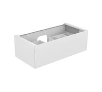 KEUCO EDITION 11 Meuble sous-lavabo pour lavabos à encastrer, 1 tiroir frontal, avec éclairage LED, 1050x350x535mm, 31251270100, Corps/Avant: Laque blanche satinée / verre blanc satiné