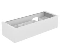 KEUCO EDITION 11 Meuble sous-lavabo pour lavabos encastrables, 1 tiroir frontal, position du lavabo à droite, 1400x350x535mm, 31266180000, Corps/Avant: Verre Cachemire Laque Cachemire Soie Mat / Cache