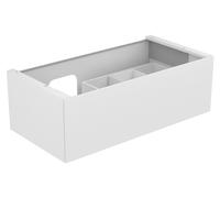 KEUCO EDITION 11 Meuble sous-lavabo pour lavabos encastrables, 1 tiroir frontal, position du lavabo à gauche, 1050x350x535mm, 31253180000, Corps/Avant: Verre Cachemire Laque Cachemire Soie Mat / Cache