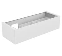 KEUCO EDITION 11 Meuble sous-lavabo pour lavabos encastrables, 1 tiroir frontal, position du lavabo à gauche, 1400x350x535mm, 31265180000, Corps/Avant: Verre Cachemire Laque Cachemire Soie Mat / Cache