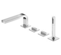 KEUCO EDITION 11 Mitigeur de bain à 4 trous bord de baignoire, saillie 220 mm, 51130130200, Couleur: Chrome noir brossé