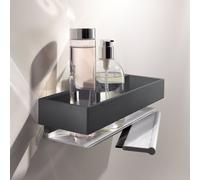 KEUCO EDITION 11 Tablette de douche avec raclette en verre, amovible, 11159130000, Couleur: Chrome noir brossé