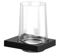 KEUCO EDITION 11 porte-verre, verre en cristal véritable, 11150379000, Couleur: Noir Mat