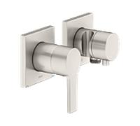 Keuco Edition 11 robinet de douche 51151051222 nickel brossé, 2 sorties, avec coude mural et support de douche