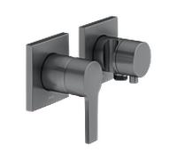 Keuco Edition 11 robinet de douche 51151131222 chrome noir brossé, 2 sorties, avec coude mural et support de douche