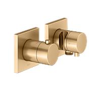 KEUCO EDITION 11 Set de robinetterie thermostatique encastrée pour 2 consommateurs avec raccord de flexible et support de douche, 51153251222, Couleur: Laiton brossé