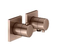 KEUCO EDITION 11 Thermostatarmaturen Set encastré pour 2 consommateurs avec raccord de flexible, 51153291122, Couleur: rouge or brossÃ©