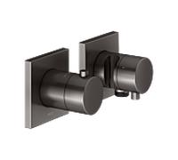 KEUCO Edition 11 set de raccords thermostatiques 51153351232 raccord thermostatique à encastrer, raccord de tuyau, support de douche, pour 3 Verbraucher , noir titane brossé