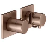 KEUCO EDITION 11 Set de robinetterie thermostatique encastrée pour 3 consommateurs avec raccord de flexible et support de douche, 51153291232, Couleur: rouge or brossÃ©