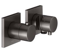 KEUCO EDITION 11 Set de robinetterie thermostatique encastrée pour 3 consommateurs avec raccord de flexible et support de douche, 51153351232, Couleur: noir titane brossé