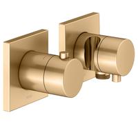KEUCO EDITION 11 Set de robinetterie thermostatique encastrée pour 3 consommateurs avec raccord de flexible et support de douche, 51153251232, Couleur: Laiton brossé