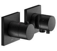 KEUCO EDITION 11 Set de robinetterie thermostatique encastrée pour 3 consommateurs avec raccord de flexible et support de douche, 51153371232, Couleur: Noir Mat