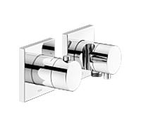 Keuco Edition 11 thermostat de douche 51153011222 chromé , installation encastrée, 2 consommateurs, avec coude de raccordement mural et support de douche